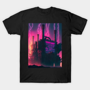 Retro-Futuristic Synthwave Steampunk Machinery T-Shirt